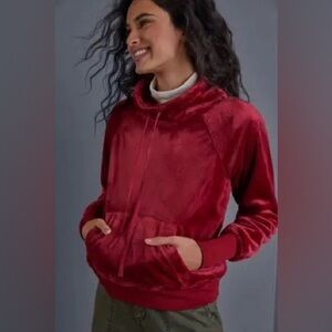 Anthropologie Sunday in Brooklyn Red Fleece Mock Neck Pullover Sweatshirt Size S